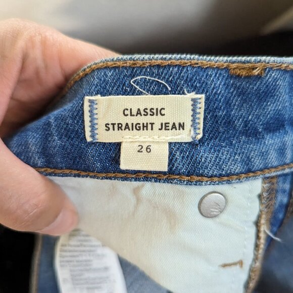 Madewell Classic Straight Animal Print Track High Rise Jean Blue 26 hipster - Picture 7 of 9